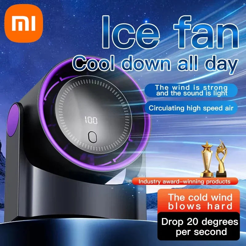 Ventilador Xiaomi Sem Hélice com 100 Níveis – Portátil, USB, Silencioso e com Display Digital