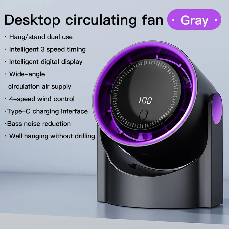 Ventilador Xiaomi Sem Hélice com 100 Níveis – Portátil, USB, Silencioso e com Display Digital